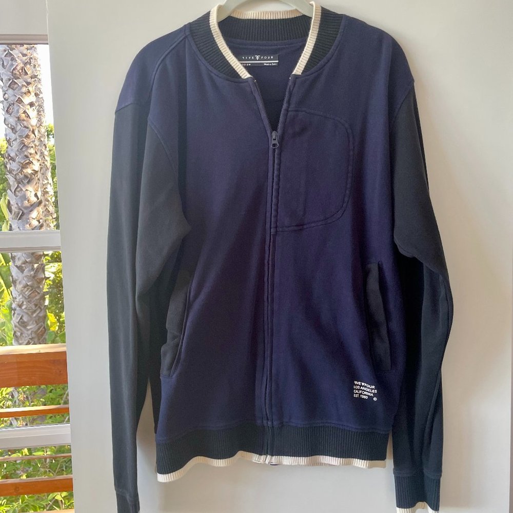 Five Four Navy Full Zip-Up Bomber Sweatshirt in Navy, Size Medium